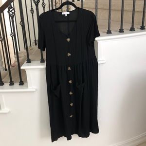 Black midi linen dress